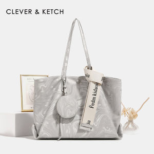 Clever&Ketch Simple Large Capacity Tote Bag Womens 2025 New High-End Commuter Single Shoulder Bag Fashionable Trendy Shopping Bag Shape