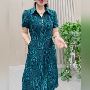 Explosive style Middle age mother  womens dresses Superior quality Western style oversize Age reduction temperament Medium and long section A-line Dress