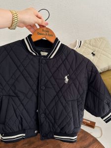 Loose Fit Cotton Jacket for Babies Boys Girls Casual Style Stand Collar Zipper Closure Solid Color Polyester Fabric Childrens Coat