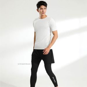 Mens Compression Quick Dry Sports Running Fitness Training Pants Seven-Quarter Shorts Breathable Anti-UV Ultra Lightweight