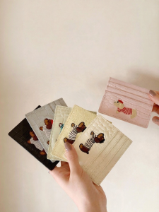 Chio’2nd | Original Real Leather Dog Design Card Wallet Thin Mini