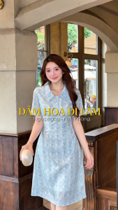 Đầm thiết kế BEMINE cổ sơ mi thêu hoa dáng chữ A phù hợp đi chơi-B621