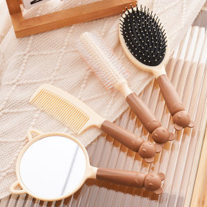 Static-Free Inflatable Massage Comb for Long Hair Curling Tool Volumizing Head Comb Mirror Attached Personal Care Brush