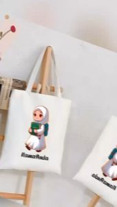 Customize Name Cartoon Style Canvas Bag | No MOQ | Personalized Tote Bag Beg Kanvas Gift Bag Ready Stock In Malaysia