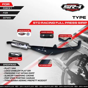 KNALPOT F1ZR PERUT HITAM TAMENG AHM FULL SIRIP