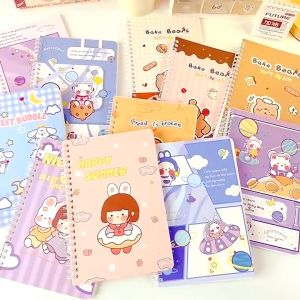 A5 Cartoon Coil Notebook Spiral Landscape aesthetic notepad Student Office school supplies