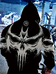 Hot selling new mens autumn gym muscle training skeleton print soft and comfortable hooded sweatshirt outdoor sportswear