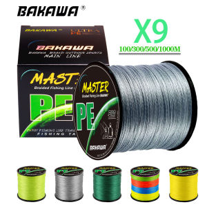 BAKAWA X9 Braided Fishing Line 9 Strands 300/500/1000M MultiColor Multifilament Saltwater Japanese PE Wire Durable Smooth Tackle