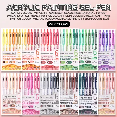 6-90 colors Languo Acrylic Painting Gel Pen Set Handbook Pen Multi-Color Neutral Pen Student Writing Drawing Marker Pens D200