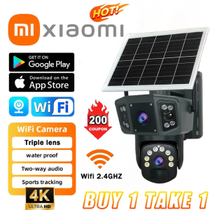 【BUY 1 TAKE 1】Xiaomi Three Lens Solar CCTV Camera 4K HD Outdoor Waterproof CCTV camera With Solar Panel 360 Wireless Night Vision Auto Tracking Two-way Audio cctv