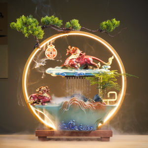 New 2024 Chinese Style Wealth Attracting Fountain Decoration Ceramic Mountain Stream Home Living Room Office Decorative Item