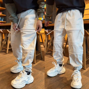 กางเกงทำงานทรงหลวมสไตล์ใหม่ฤดูใบไม้ผลิและฤดูใบไม้ร่วงสำหรับผู้ชาย กระเป๋าใหญ่ ทรงเอวกลาง กางเกงขายาวลำลอง ทรงสปอร์ต ทรงเข้ารูป