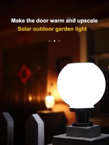 BD Solar Garden Light LED Solar Round Spherical Pillar Light Waterproof Outdoor Night Light Decorative Light Home Garden