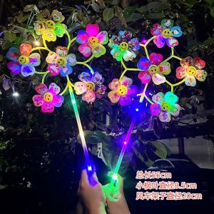 New Arrival Kids Colorful Luminous Toy Cartoon Animation Internet Celebrity Windmill Holiday Gift Night Market Stall Small Commodity