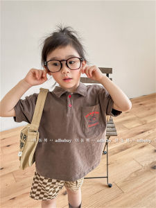 Korean Style Childrens Polo Shirt T-Shirt Short Sleeve Printed Base Layer Shirt for Boys And Girls Summer Cotton Clothes