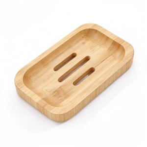 Wooden Bamboo Soap Tray 2 Layer Design Mildew Resistant Natural Bamboo Soap Dish with Drain for Bathroom Sink