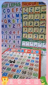 Paket 3 Poster Belajar Anak Edukasi Mengenal Huruf Angka dan Hijaiyah