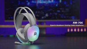 REMAX RM-706 Gaming Headset Over-Ear Wired Headphones with Microphone and Colorful RGB Light