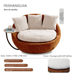 FEISHANGLIJIA | Rotating Round Single Sofa with Side Table