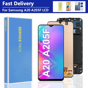 A20 Screen Replacement For Samsung A20 A205 A205F LCD Display Touch Screen with Frame Digitizer Assembly