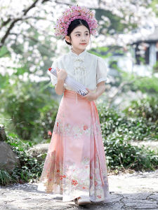 New 2025 Summer Childrens Cheongsam Set Girls Large Size Traditional Chinese Style National Costume High Quality Childrens Clothing