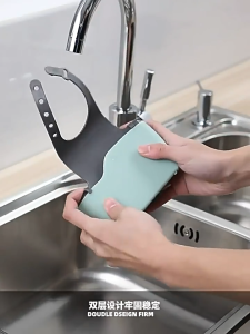  1 PC Practical Double Layered Vertical Drainage Hanging Bag Sink Faucet Hanging Basket Hollow Quick‑Dry Drain Basket