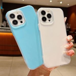 Luxury Jelly 2 IN 1ซิลิโคนClear PCเคสโทรศัพท์สําหรับiPhone 16 15 14 Plus 13 12 11 Pro Maxสีทึบกันกระแทกนุ่มFundas