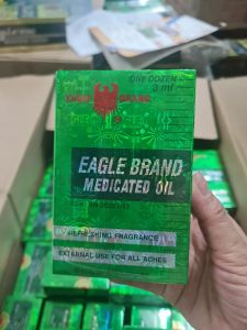 Nguyên hộp 12 chai 3ml 1 nắp Singapore dầu xoa bóp Eagle Brand hương thơm tươi mát dùng ngoài cho mọi cơn đau sức khỏe thực phẩm chức năng kiểm soát cân nặng giảm cân.