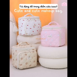 Cốp Vải Đựng Mỹ Phẩm Du Lịch Nhiều Ngăn Phân Chia Khoa Học Có Ngăn Đựng Cọ Trang Điểm Riêng Họa Tiết Dễ Thương