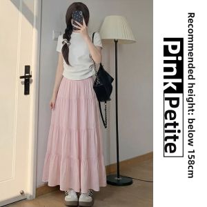 XIANYIJIAO | White Pleated A-Line Skirt For Short Women