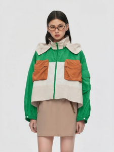 URLAZH | Age Reducing School Style Passion Fruit Color Blocking Womens Hoodie