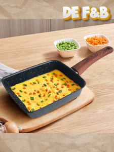 【DE F&B】Tamagoyaki Japanese Nonstick Rectangular Fry Pan Wood Handle Egg Omelette Frying Pan