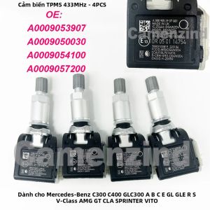 4 Cảm Biến Áp Suất Lốp TPMS Cho Mercedes-Benz C190 W205 C205 N293 X253 C253 C217 R172 C300 433MHz Lắp Đặt Trực Tiếp Dễ Dàng