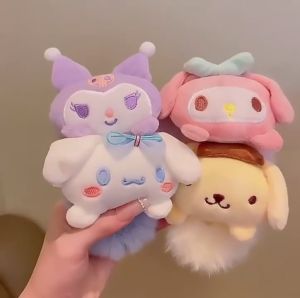 Ikat Rambut Scrunchie Karakter Boneka Sannrio Kartun Lucu