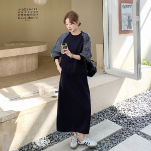 Casual Fashion Slimming Two-Piece Set Hoodie And Skirt Womens Clothing Blue And Color Block Style Autumn New Arrival