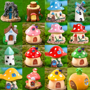 บ้านโมเดลไม้กางเขน DIY บ้านทรงหมีกัน บ้านส้ม บ้านเล็ก วัสดุโพลีเอสเตอร์ สไตล์วินเทจ ตกแต่งโต๊ะทำงาน