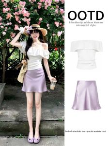 V.C.I | Purple Acetate High Waist Flowy A-Line Short Skirt