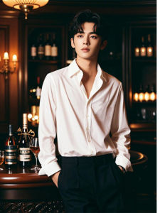 สีดำ ลำลอง เสื้อเชิ้ตสําหรับผู้ชาย Divergent Style British Fashion ดีไซน์ คุณภาพระดับพรีเมียม เหมาะสําหรับสํานักงานและ ชุดกึ่งทางการ Wear