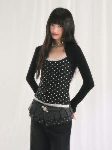 Weekend hub | Retro Polka Dot Camisole and Waistcoat Two-piece Set Top