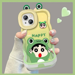 Cute Frog Xin Ears Phone Case with Stand for Apple 16Promax Huawei Mate60Pro New Pura70 Fun OPPO Reno13 Lovely Vivos20 Women Xiaomi 14 Men