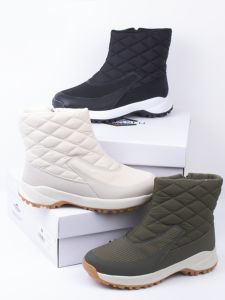 Fleece Lined High Top Snow Boots Women Outdoor Anti-Slip Zipper Closure Warm Booties Cold Resistant Northeast Snow Boots