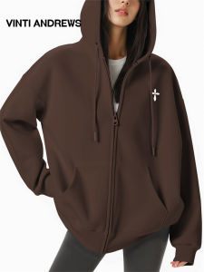 Hooded Zip-Up Padded Brown Cotton Jacket