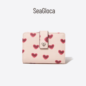SeaGloca Heart Beat Series Multi-Function Love Heart Print Bifold Coin Purse Wallet for Women No 28