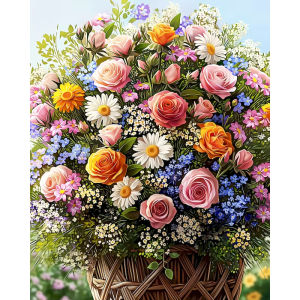 Kayou | Painting By Number ‌Mixed Flowers Bouquet on Canvas Oil HandPainted Art Drawing By Number Kits Wall Art Decor for Home Decor