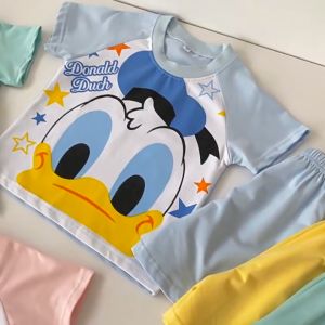 Beryl kids🌸ชุดสูทการ์ตูนเด็กฤดูร้อน🎀เสื้อยืดแขนสั้นกางเกงขาสั้น เซท 2 ชิ้น ลำลอง สไตล์เกาหลี ผ้านุ่มสบายๆ