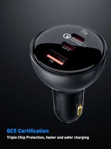 Tẩu sạc ô tô Baseus Qualcomm Multi-Port Fast Charge Car Charger C+C+U 160W CCZX [HÀNG CHÍNH HÃNG]