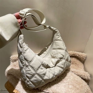 Fashionable Canvas Tote Bag Womens Large Capacity Shoulder Bag Diamond Grid Pattern Casual Crossbody Bag for Young Women