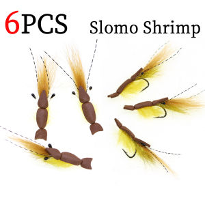 ICERIO 3/6PCS Suspending Slomo Shrimp Fly Salt Fresh Water Fishing Lure for Trout Redfish Mullet Fly Fishing with Foam Back