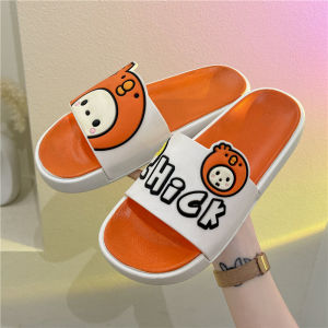 Summer Cartoon Cute Slippers Thick Bottom Anti-Slip Bathing Outdoor Wear Couples Slippers Flat Heel PVC Outsole Sweet Style