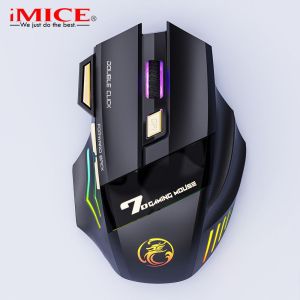 Chuột Chơi Game Không Dây IMICE GW-X7 RGB Có Đèn Nền Độ Phân Giải 3200DPI 7 Phím Lập Trình Được Sạc Lại Được Kết Nối 2.4Ghz Cho Máy Tính PC